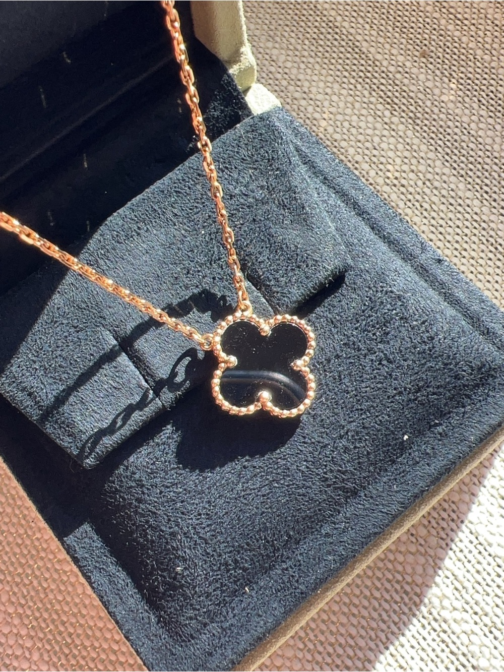 Van Cleef & Arpels 18K Gold Black Onyx Vintage Alhambra Pendant Necklace